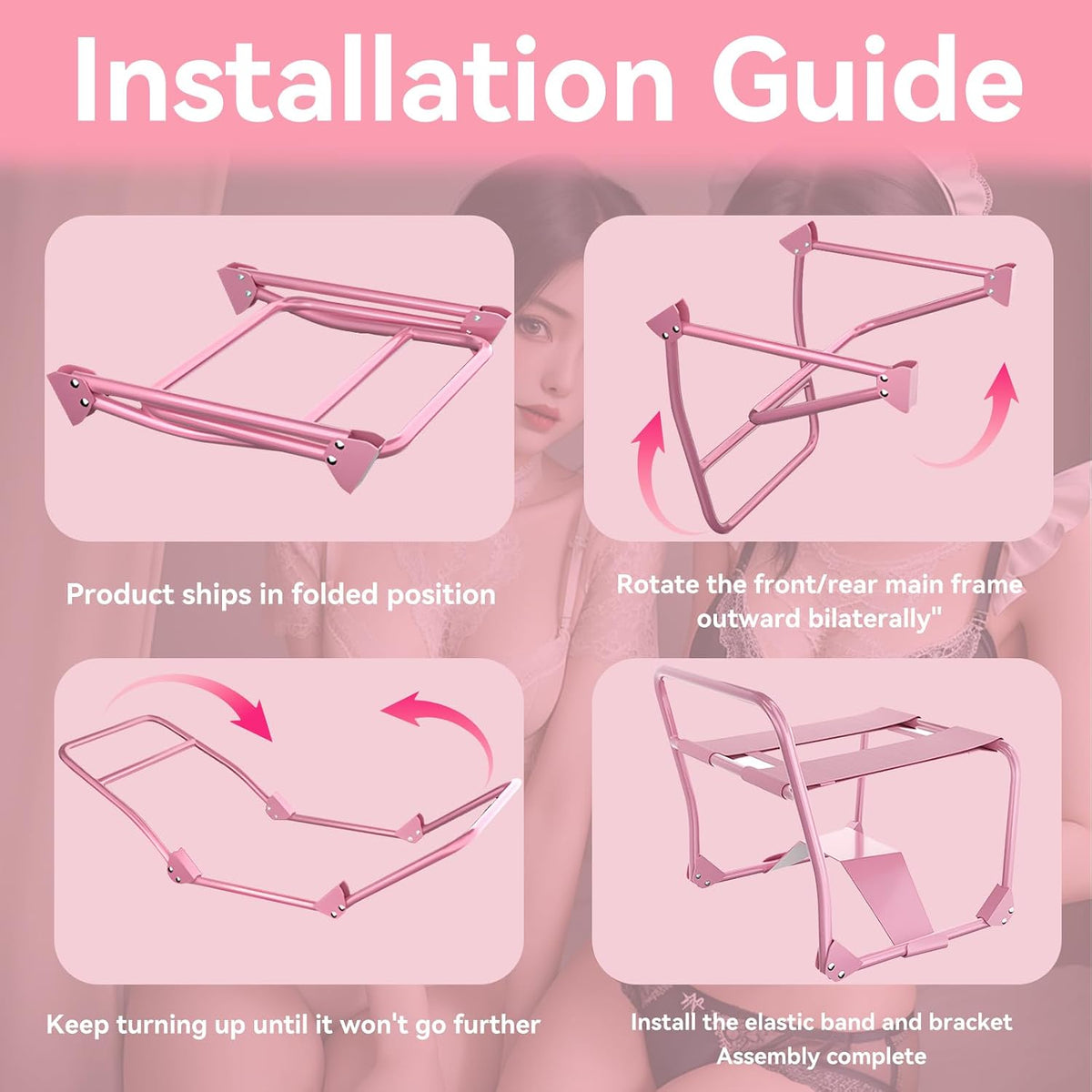 SilkReign Foldable Pink Sex Chair with Armrests