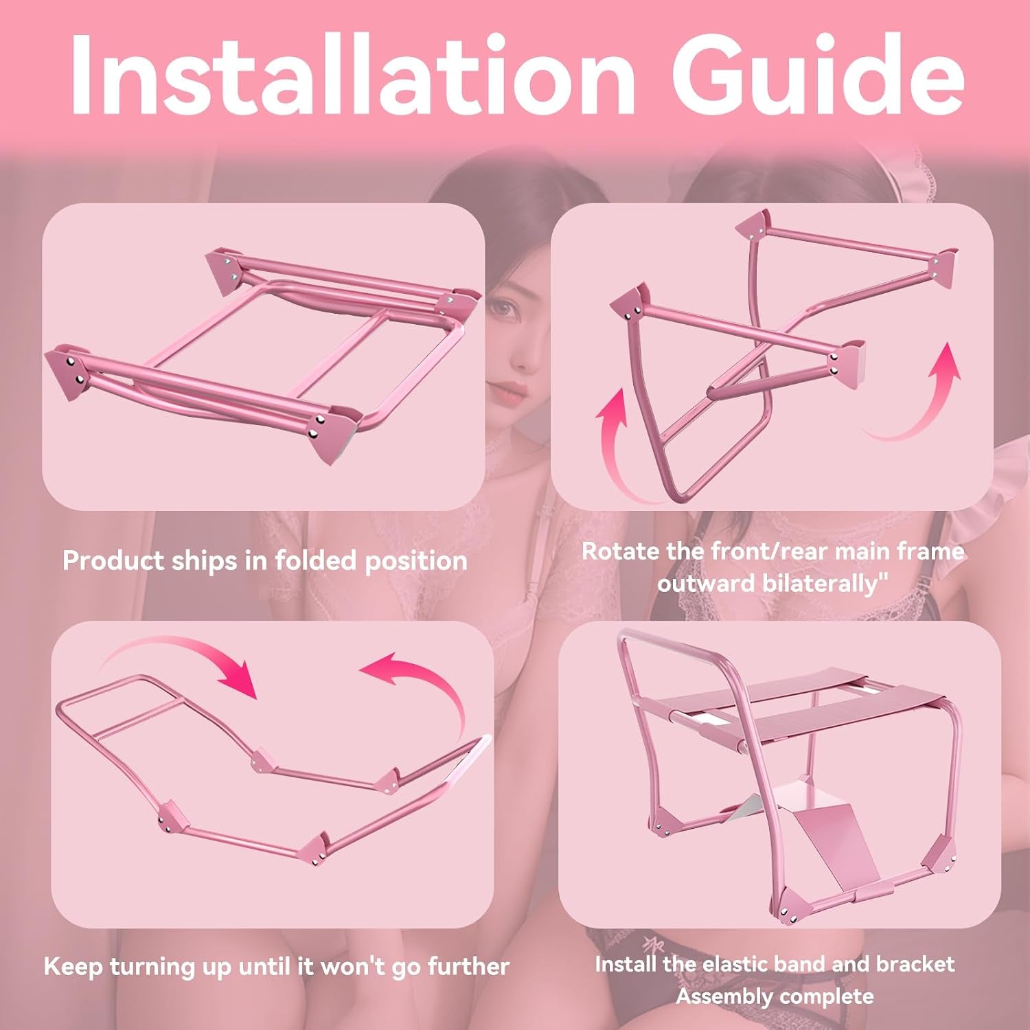 SilkReign Foldable Pink Sex Chair with Armrests