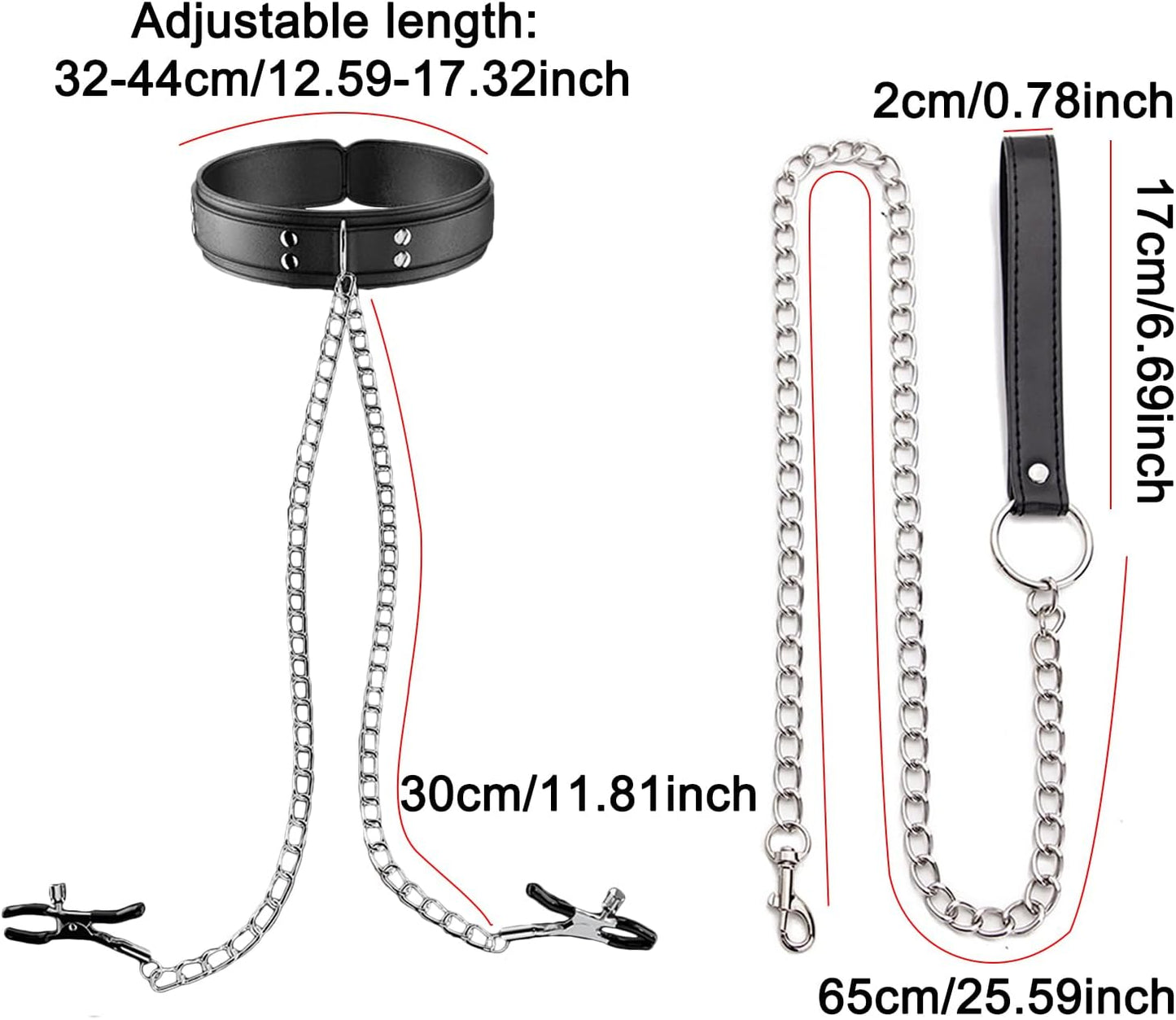 ChainTease BDSM Collar with Nipple Clamps