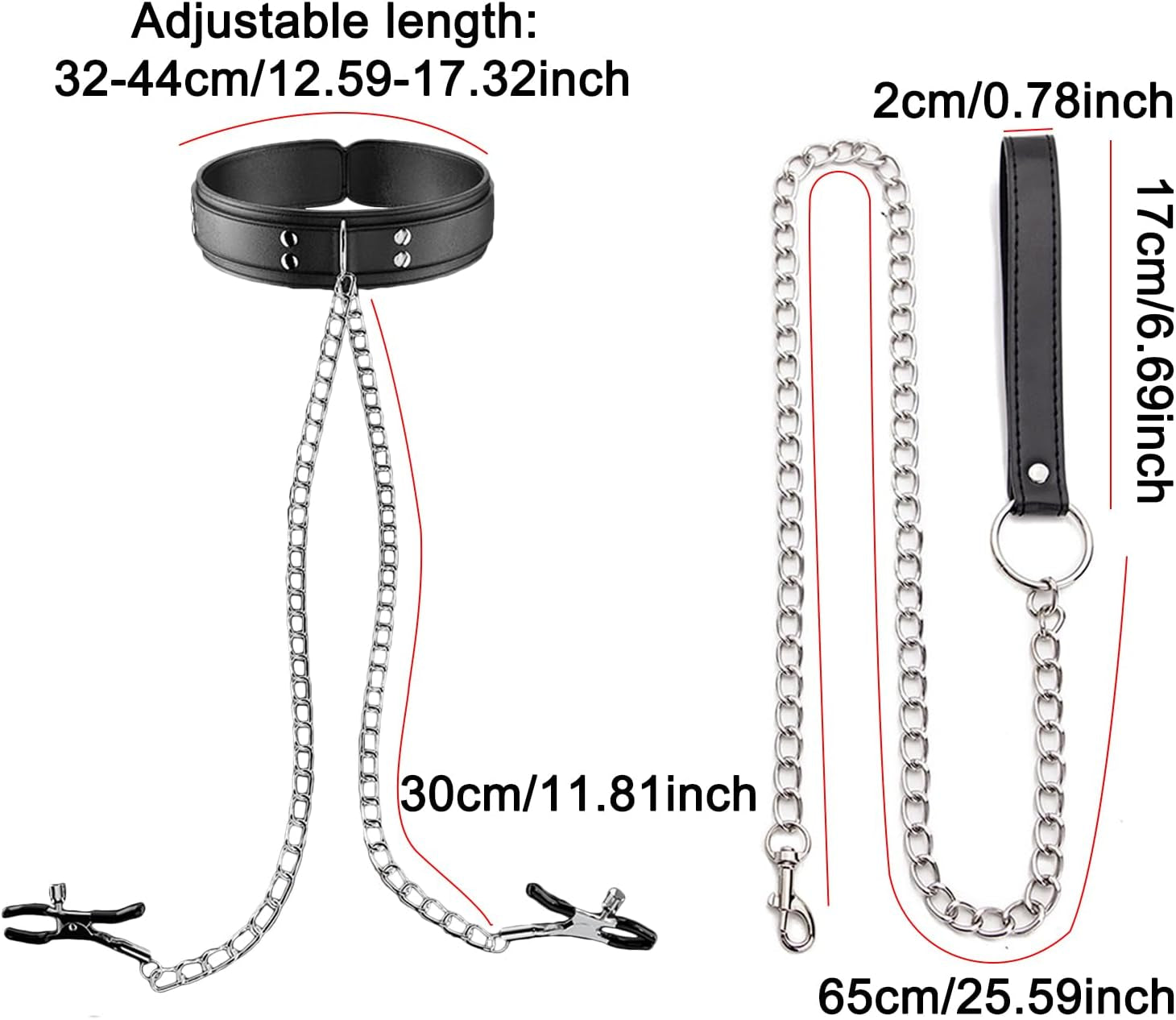 ChainTease BDSM Collar with Nipple Clamps