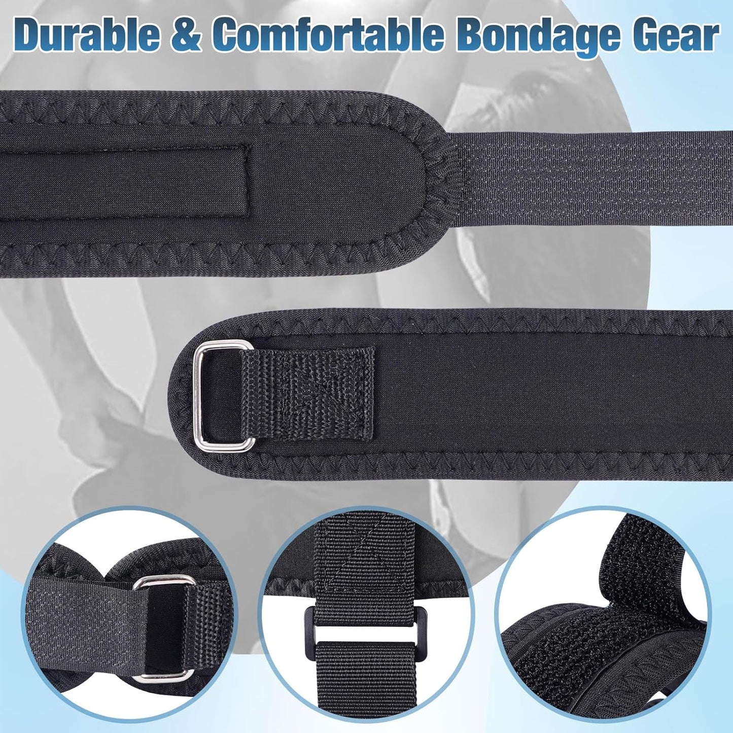 BDSM Bondage Neck to Wrist Restraints Kit with Ball Gag, Couples Sex Toys Adjustable Collar Back Sex Handcuffs Wrist Cuffs, Bed SM Games Bondage Gear Accessories for Couples, Roleplay & Bedroom Fun