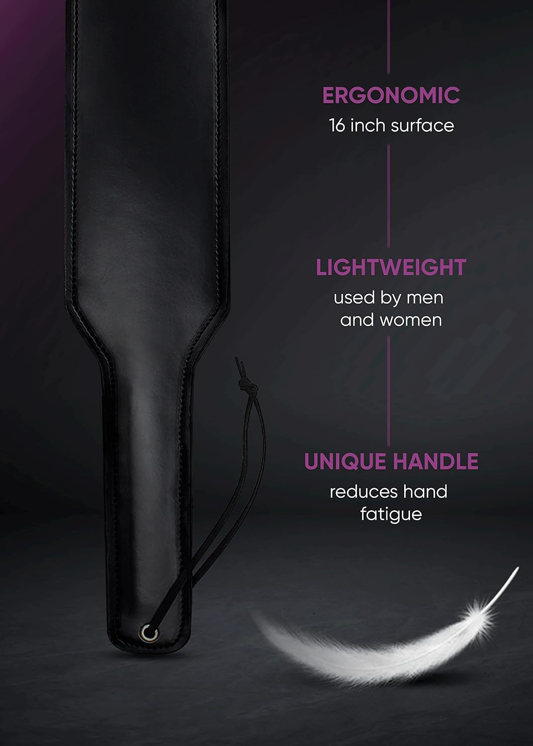 DarkReport Premium 16" Faux Leather Spanking Paddle with Wrist Loop