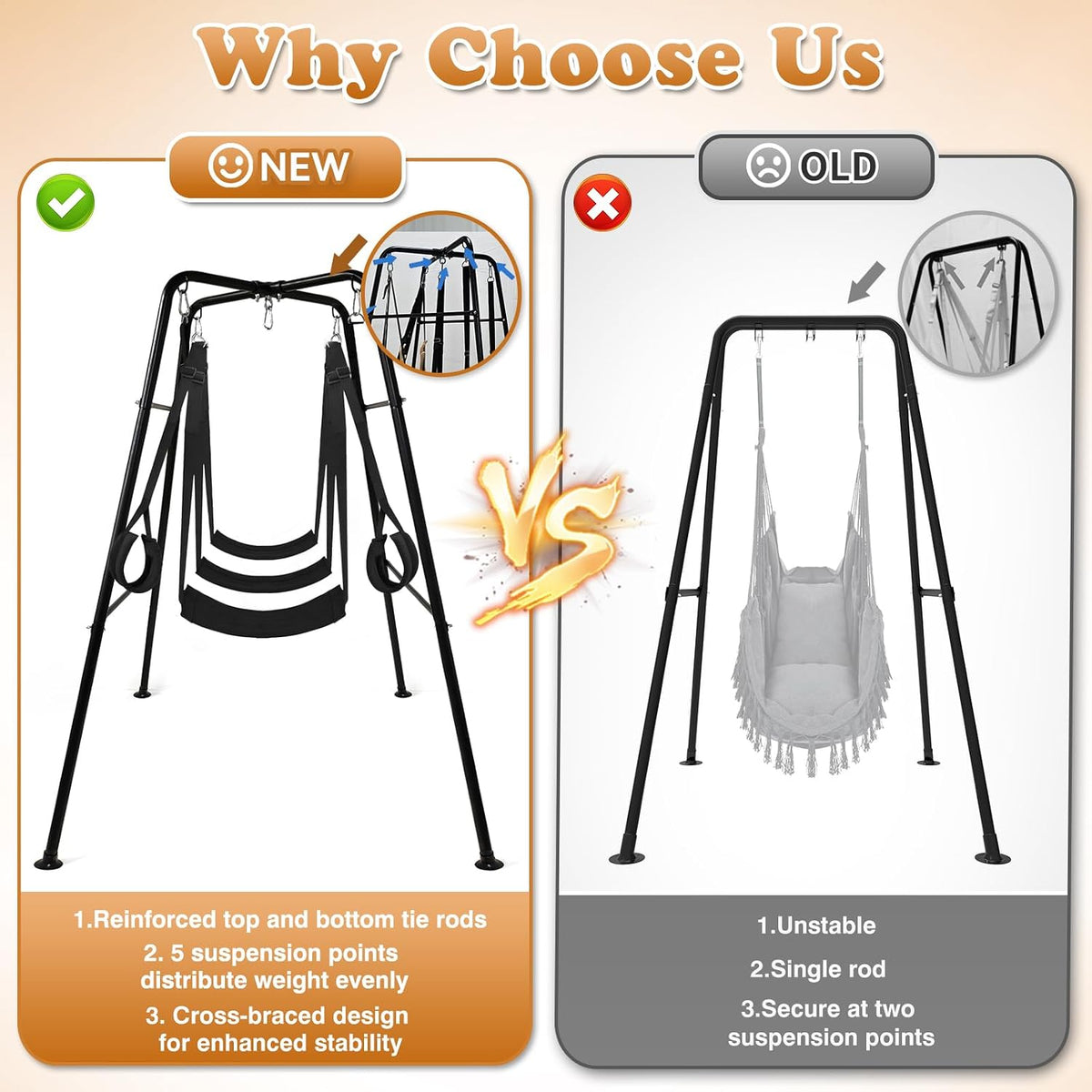NightCradle Freestanding Sex Swing Stand with Adjustable Padded Sling