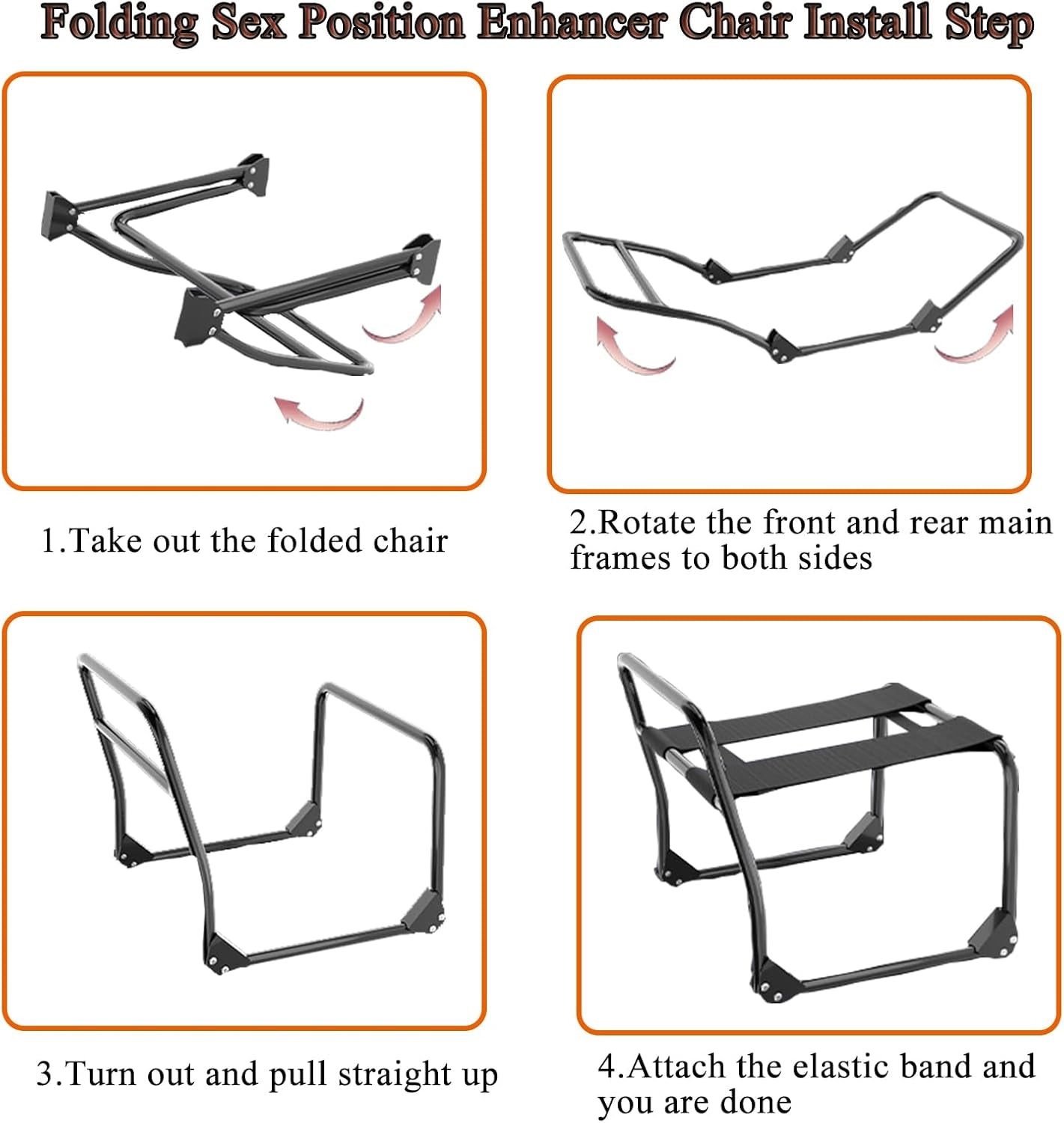 Folding Sex Chair, Sex Position Enhancer Chair,Large Size Position Aids Chair with Handrail Novelty Sex Toy Sex Games Portable Sex Bench for Couples Adult SM Games (Dark Black)