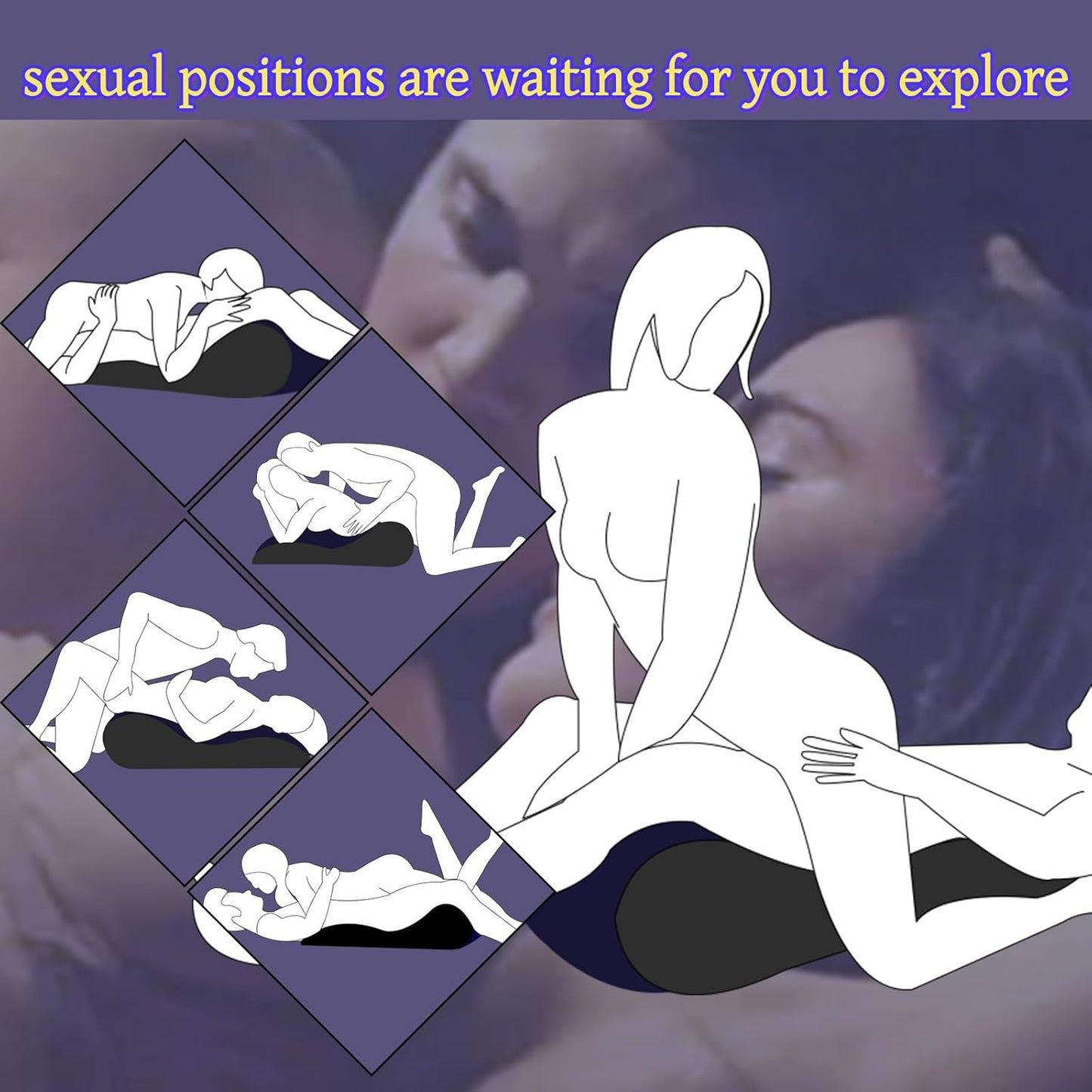 Inflatable Sex Cushion PVC Flocking Sex Pillow Chair for Couples Positioning, Body Support Pillow with S-Curve Design for Deeper Position, Portable Travel Pillow