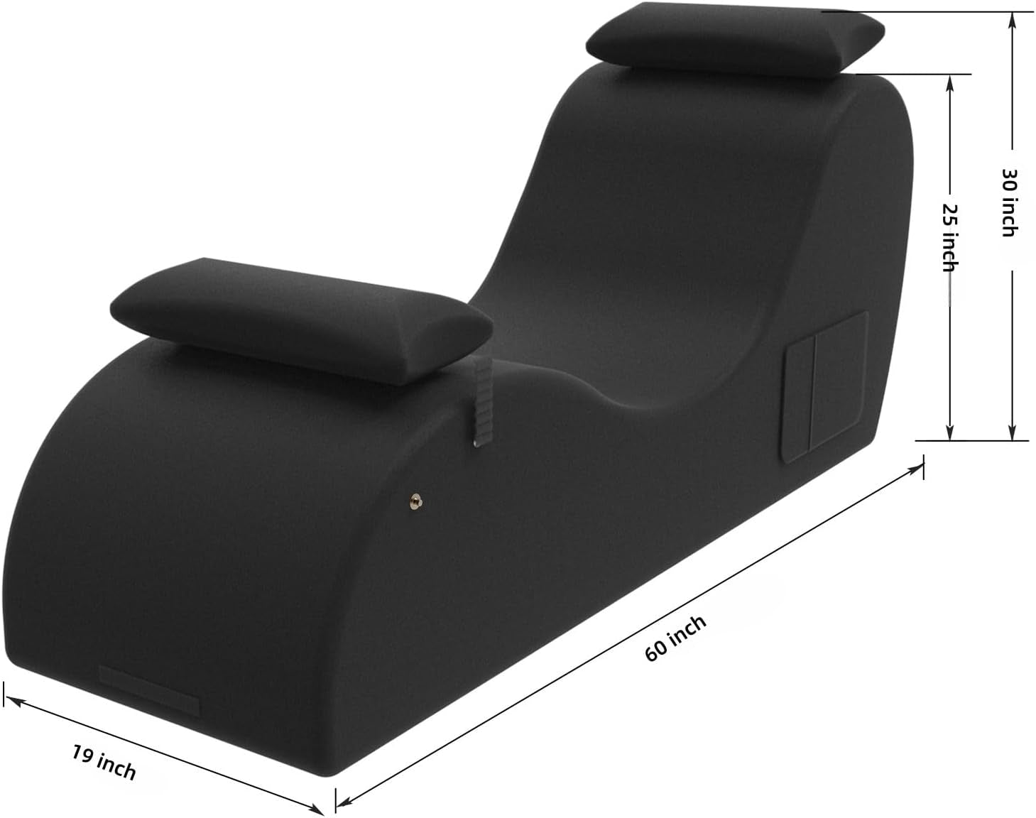 Chaise Lounge Chair for Yoga, Chaise Lounge with Headrest, Foot Pad, Washable Cover, Side Pockets, Non-Slip Bottom, Chair for Relaxation Stretching (Black)