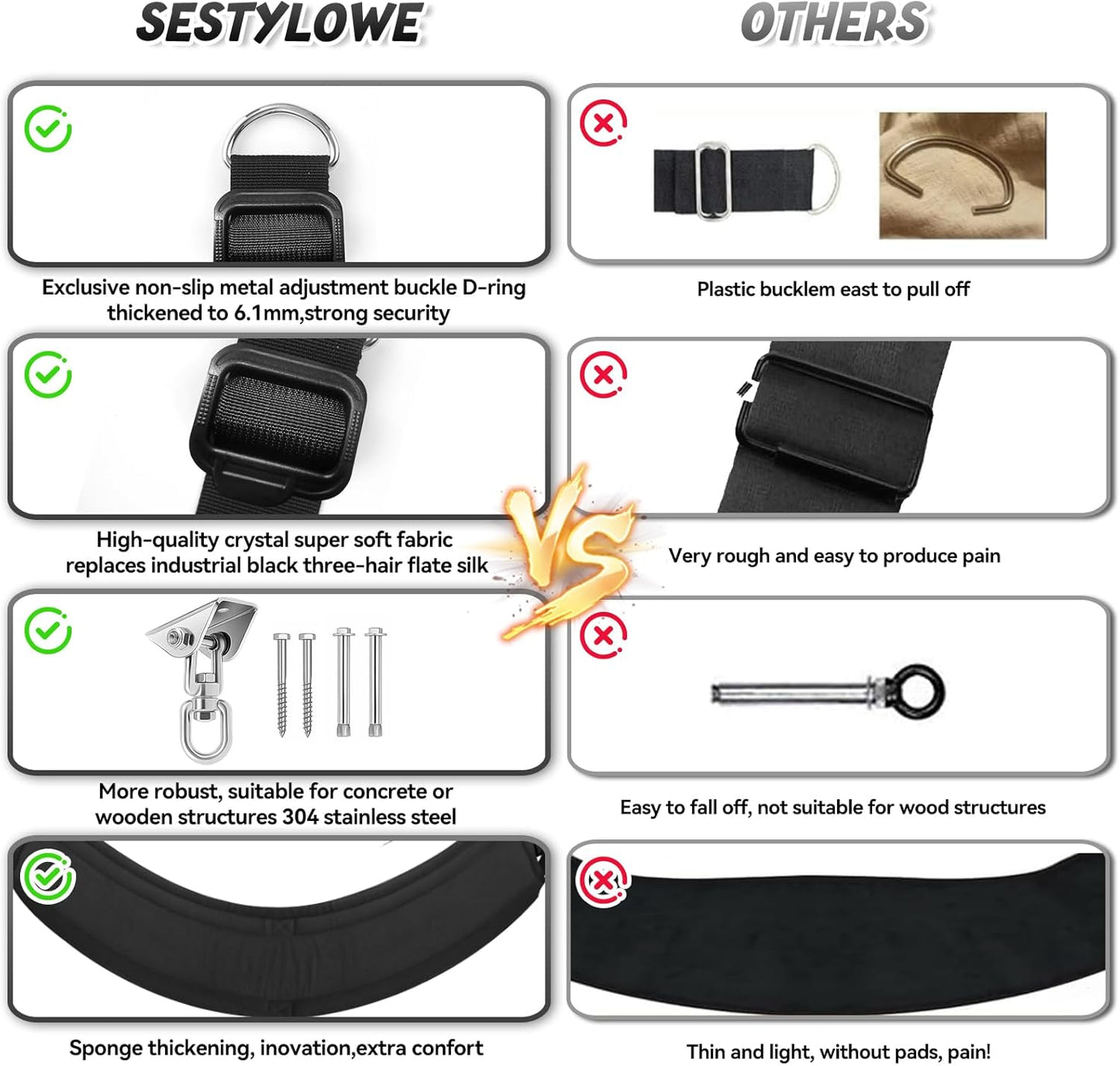 Sex Swing 360° Spinning Indoor Ceiling with Premium Stand, Super Widened Comfortable Seat, BDSM Sex Toys Set for Adults