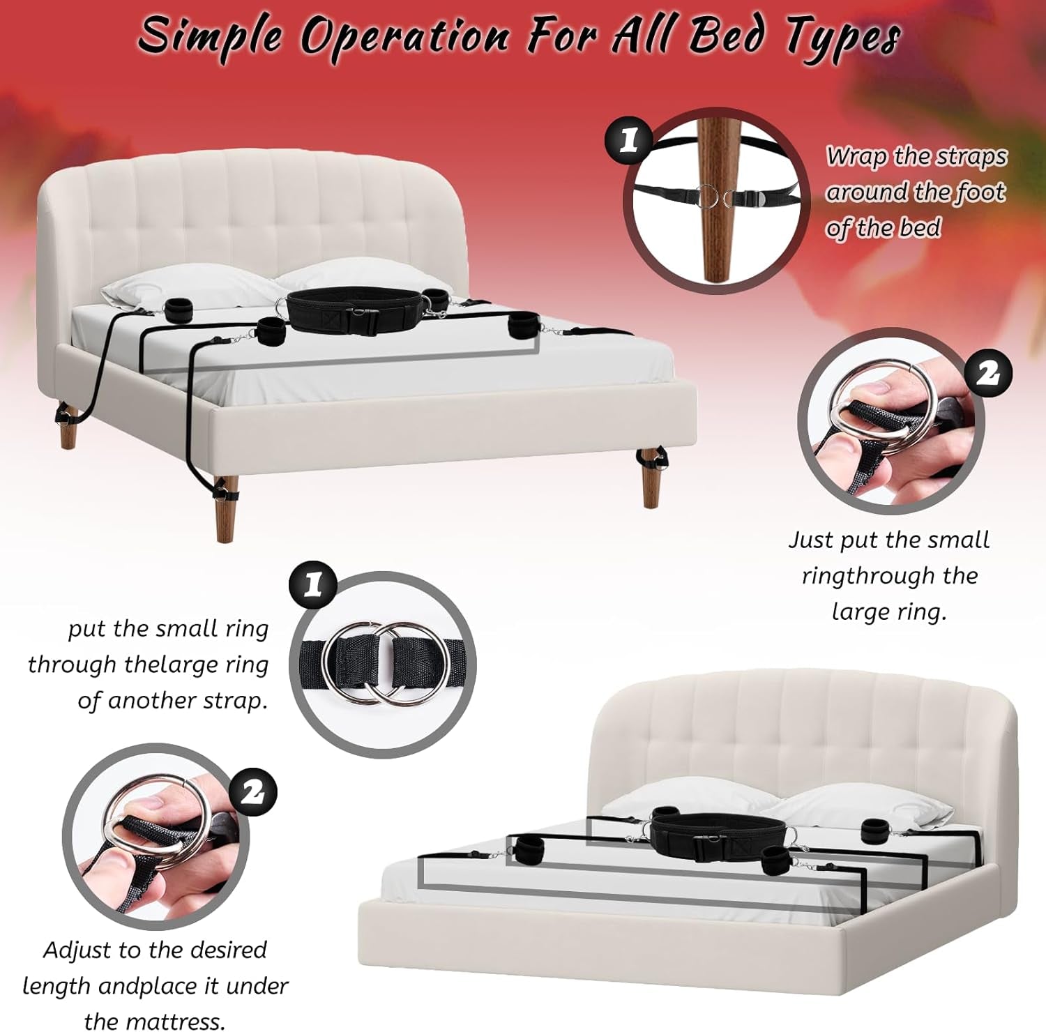 DarkLace BDSM Bed Restraint Sling Kit