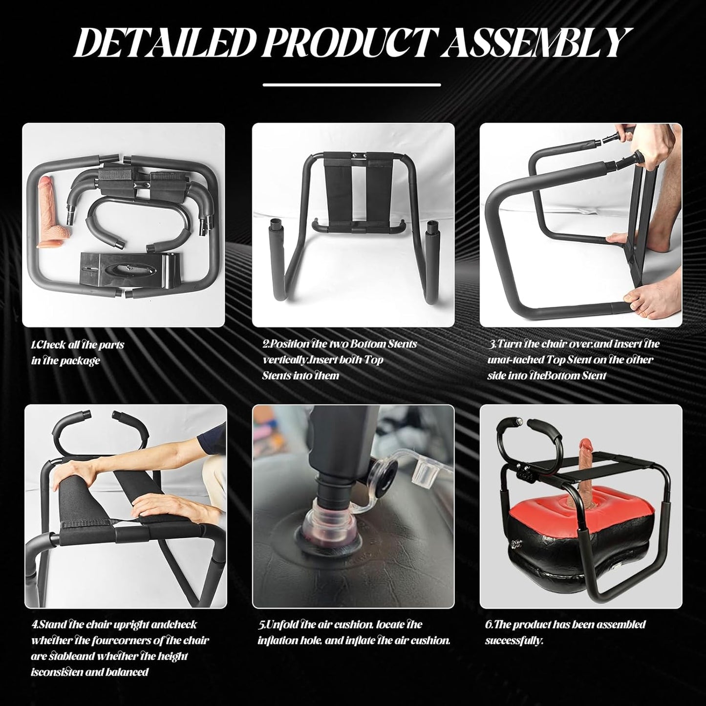 Sex Chair with Dildo Adjustable Handrail, Inflatable Sex Bench for Couples, G-Spot Sex Positioning, Portable Adult Furniture for Bedroom Fun Weightless Position Sex Bench for Couples