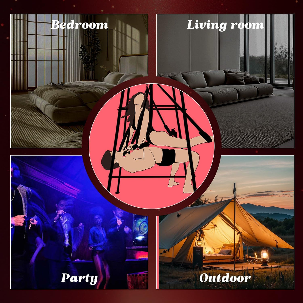 NightRig Freestanding Sex Swing and Bondage Sling BDSM Furniture