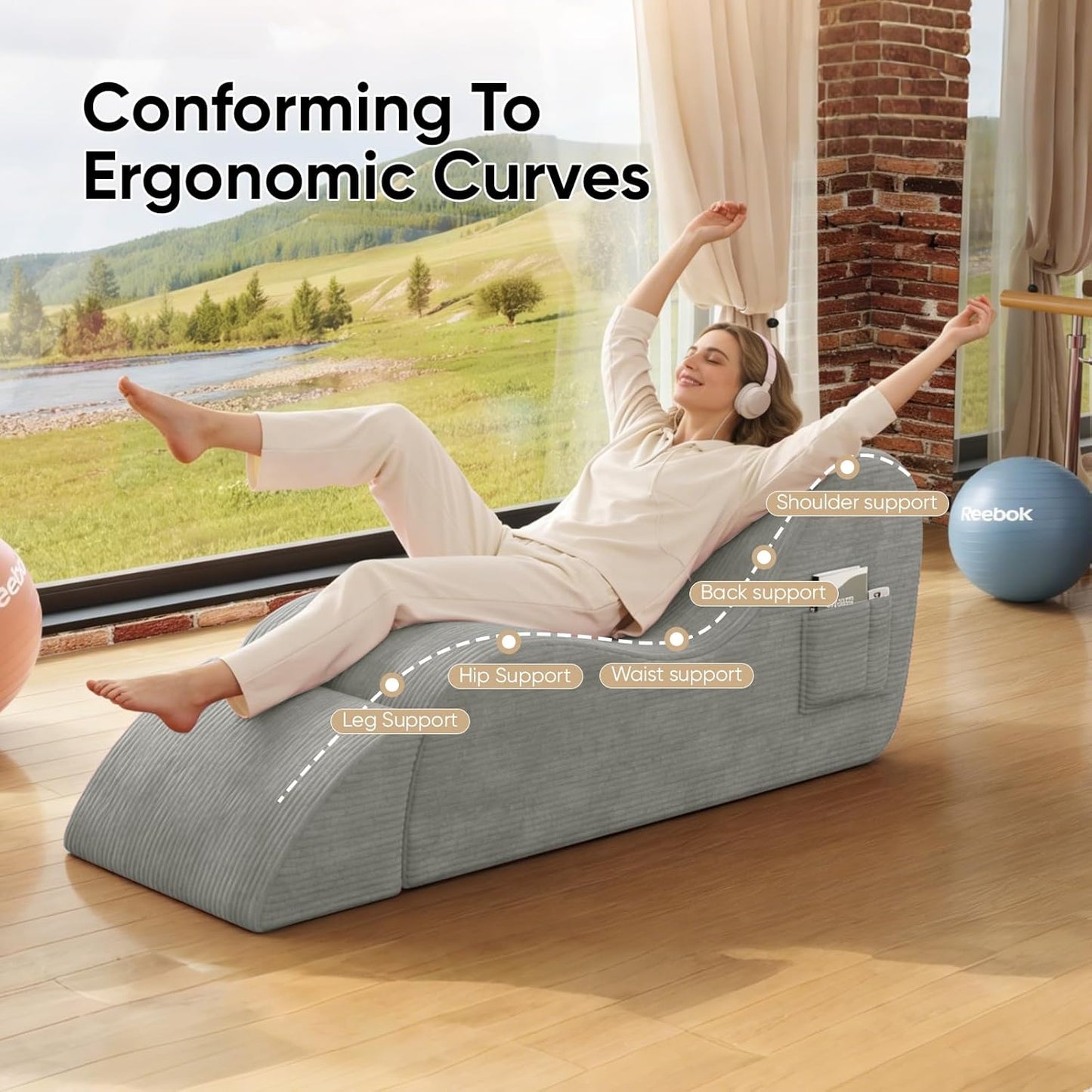 SlateSway Corduroy Sex Chaise Lounge Chair 